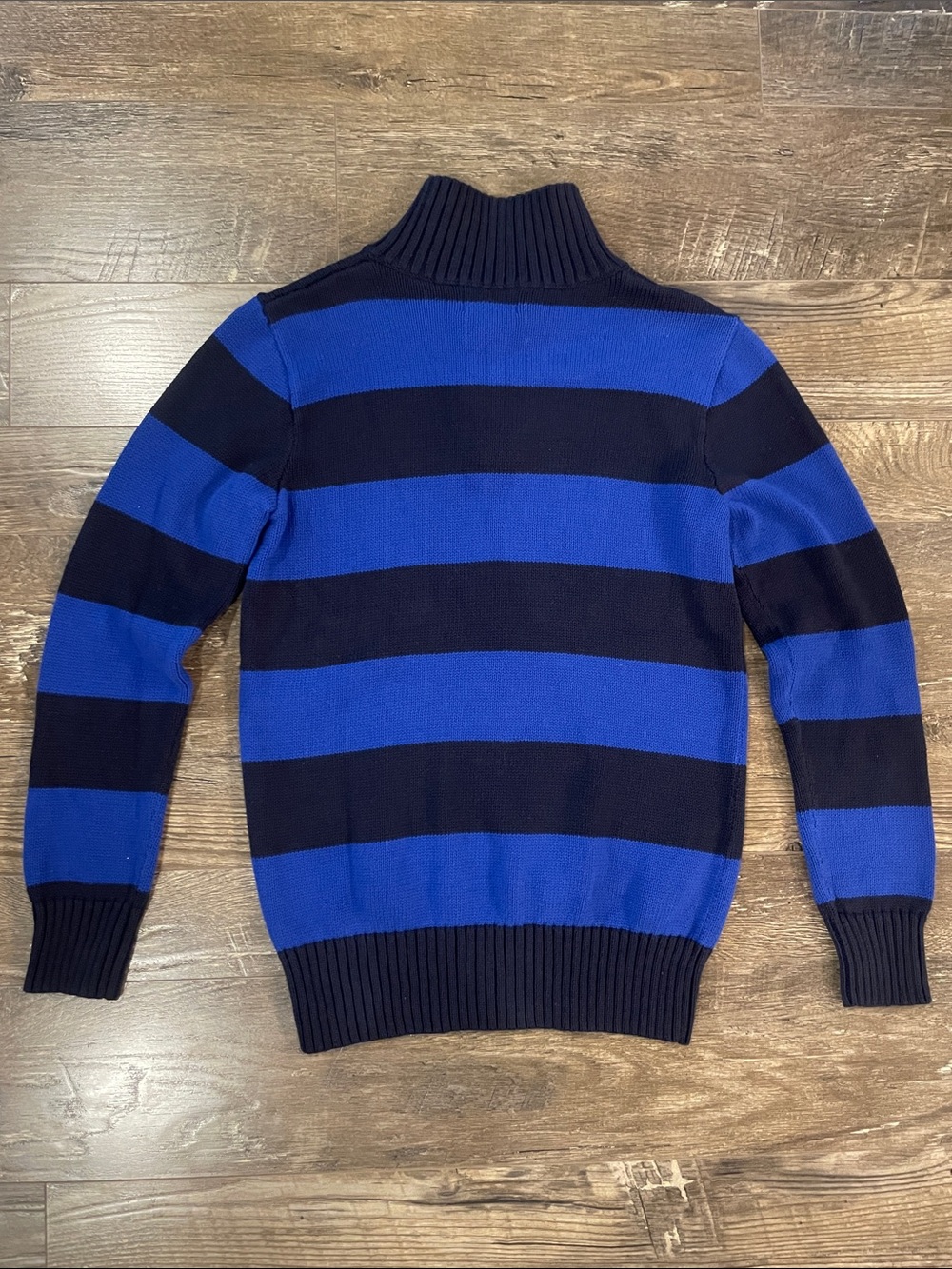 Chaps Boys Royal Blue and Navy Striped Half-Zip Sweater Size XL - Picture 6 of 9